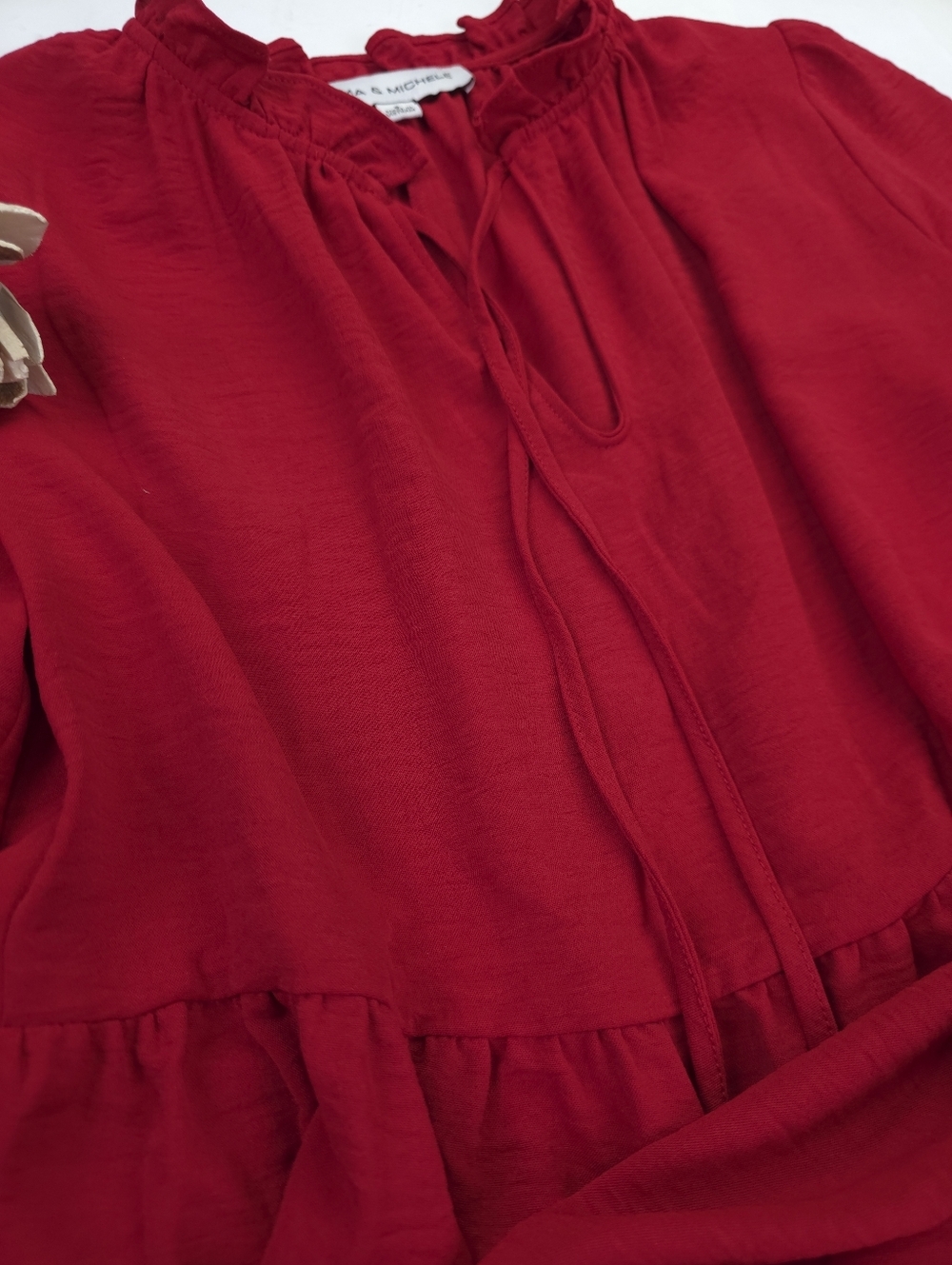 New Emma & Michelle Deep Red Tiered Ruffle Dress Sz S - Picture 8 of 12